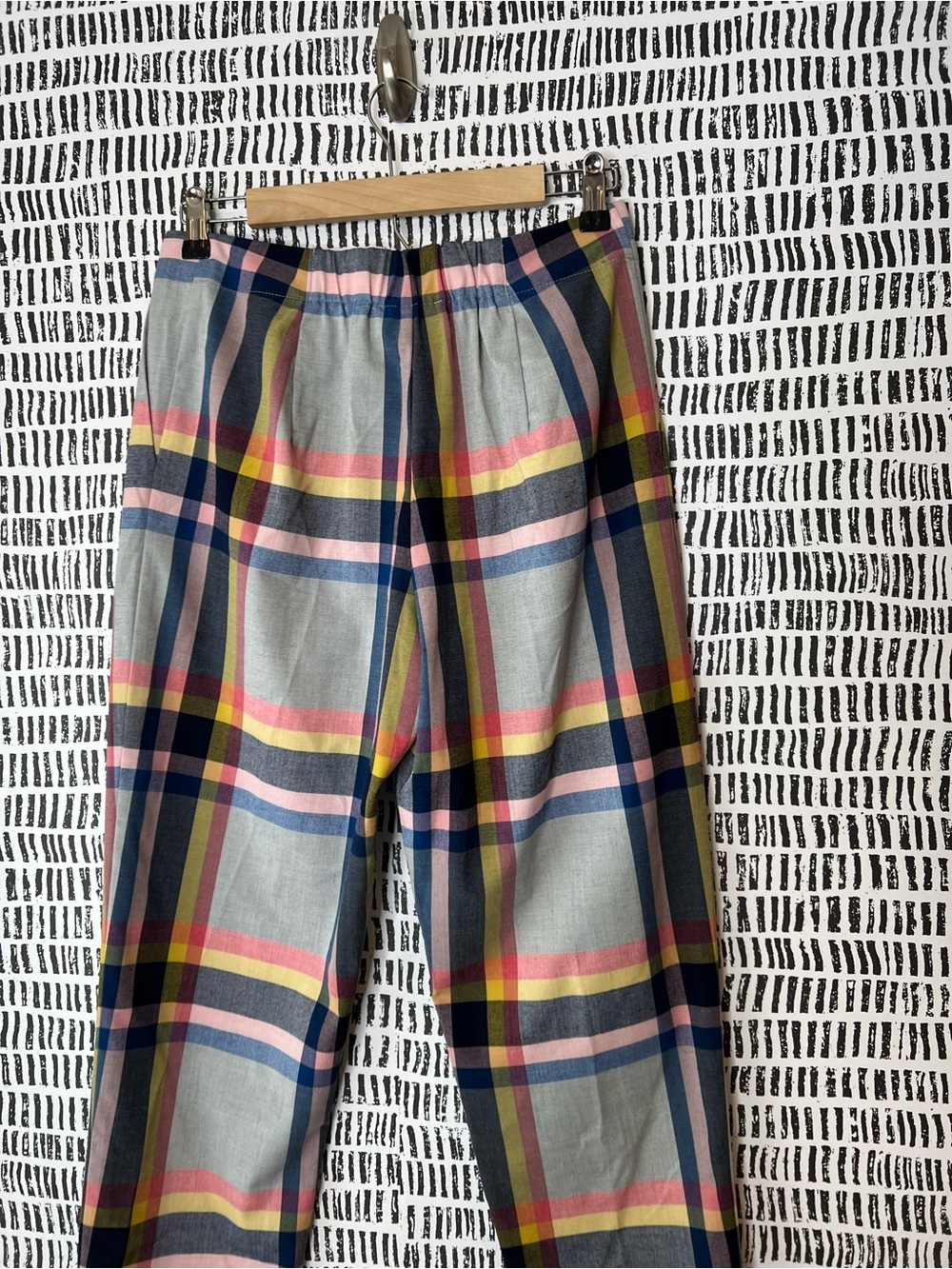 Cory Lynn Calter Plaid Cropped Trousers Pastel Madras High Rise Pants - Picture 9 of 14